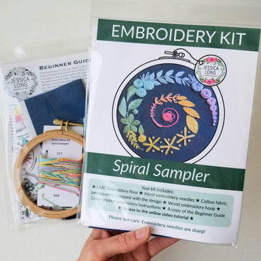Jessica Long Embroidery Spiral Sampler Beginner Embroidery Kit: White