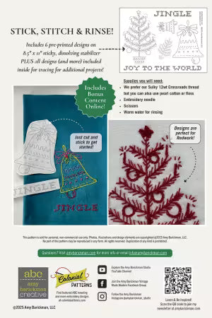 Jingle Collection - Jolly Santa Stick N Stitch Embroidery