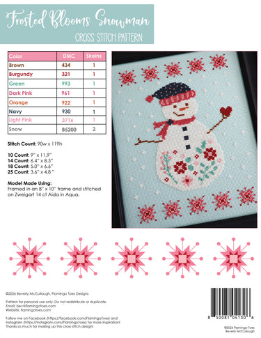 Flamingo Toes Frosted Blooms Snowman