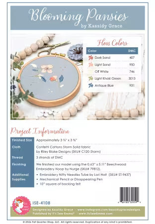 Blooming Pansies Embroidery Pattern