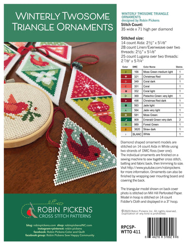 Robin Pickens Winter Twosome Triangle Ornaments