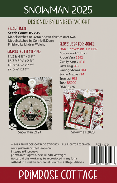 Primrose Cottage Snowman 2025 PCS-179